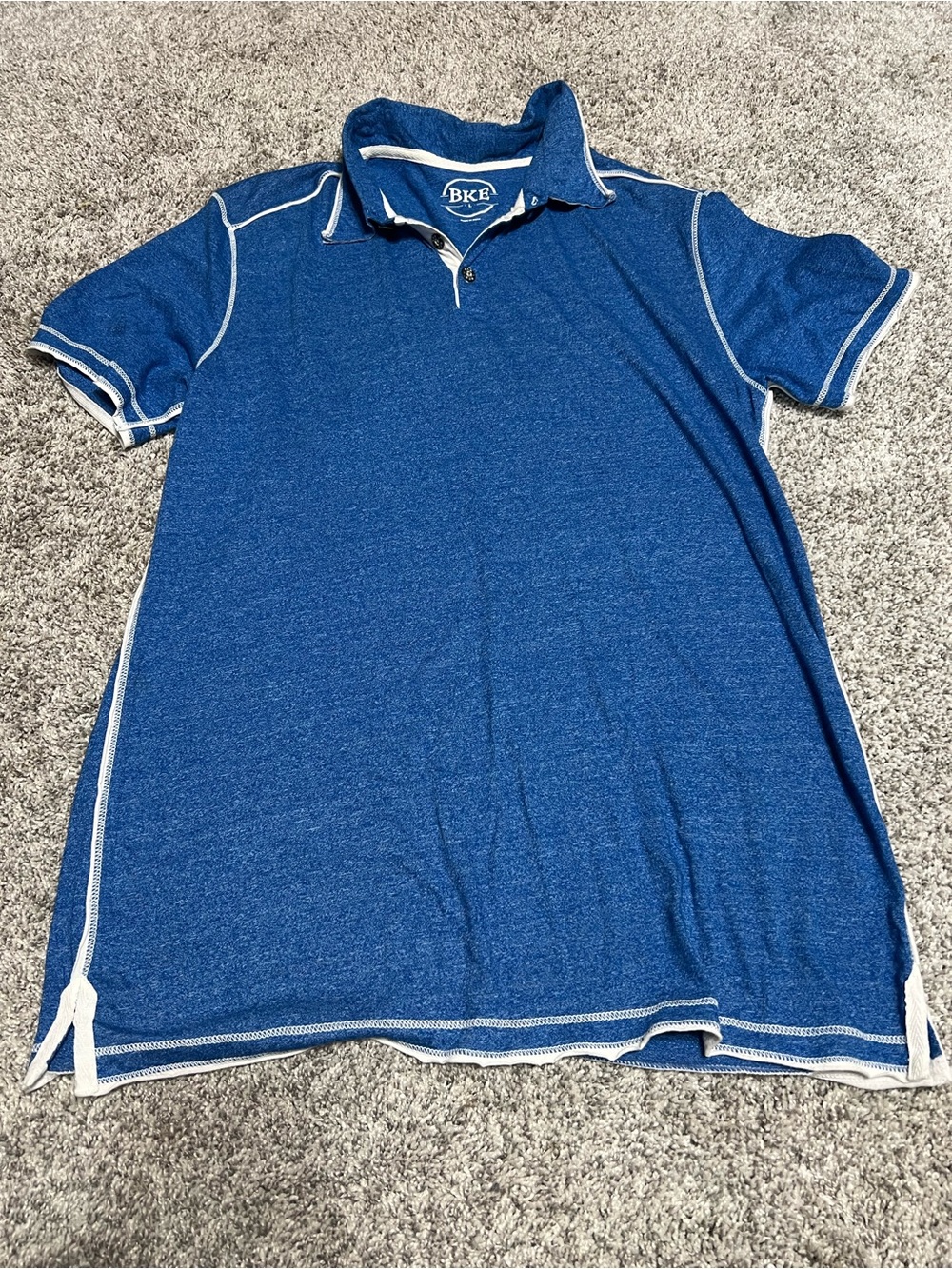 BKE Men's Blue Polo with White Contrast Piping